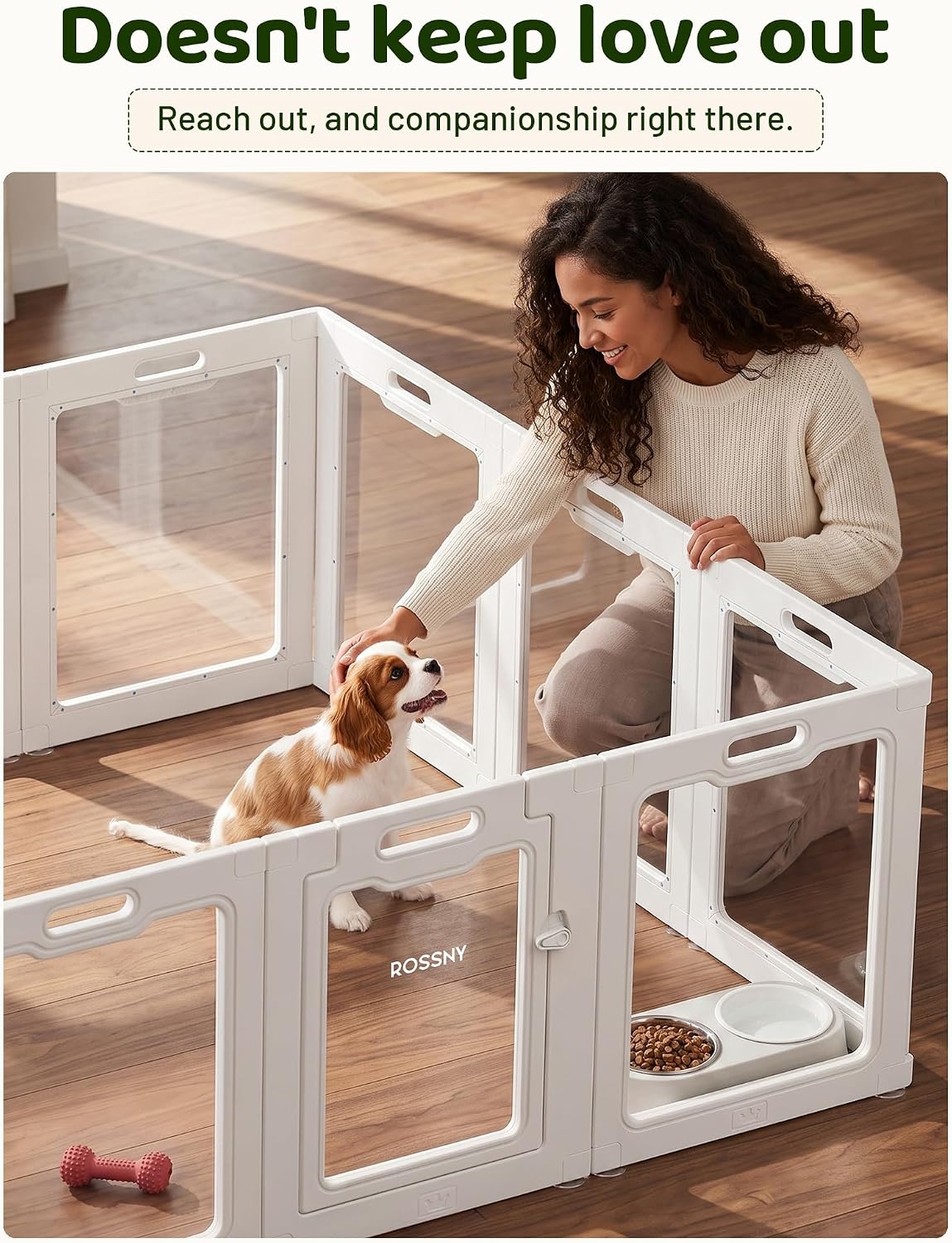 rossny puppy playpen for indoor, 12-panel acrylic pet, front angle view