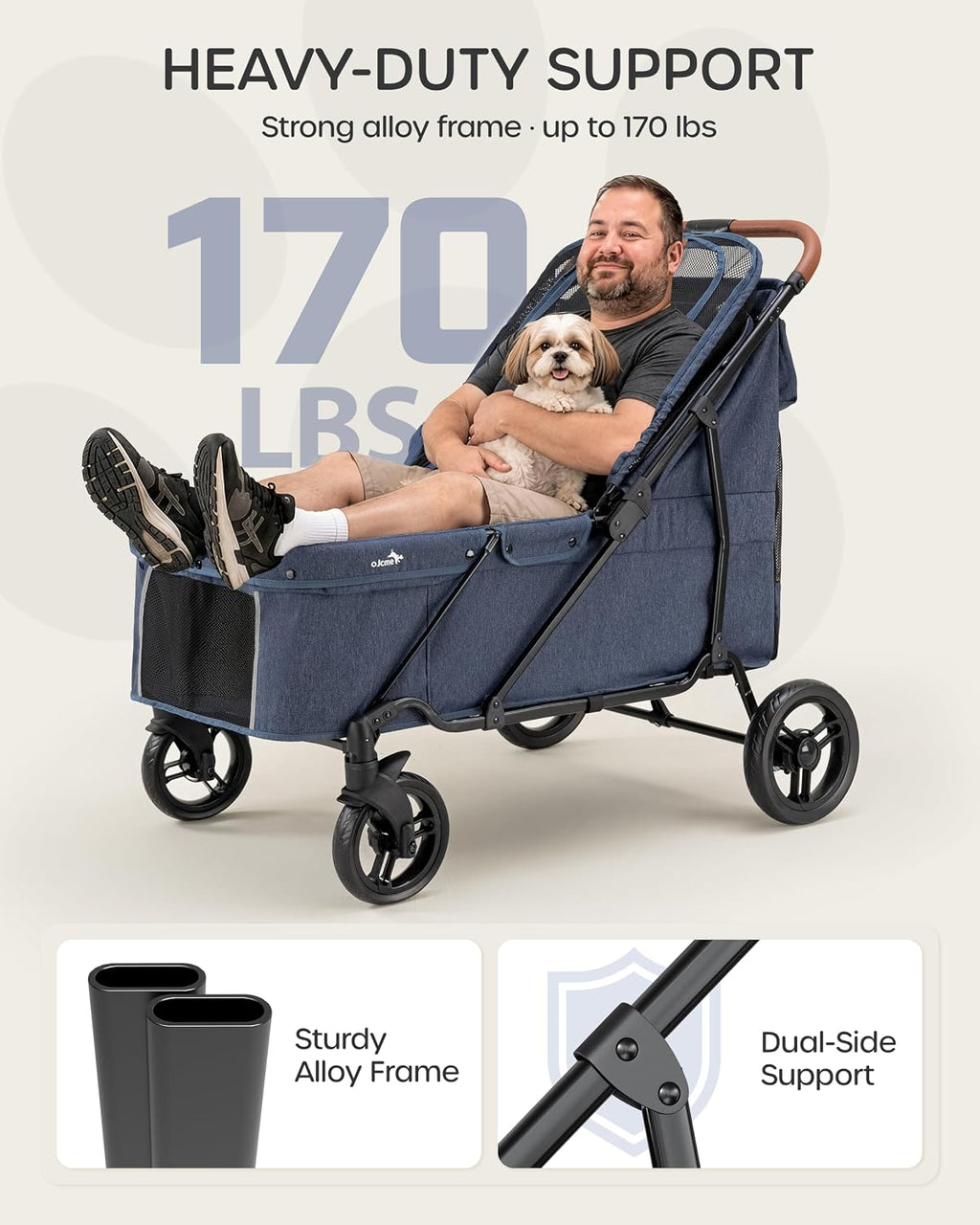 large dog stroller for large dogs up to, close-up detail