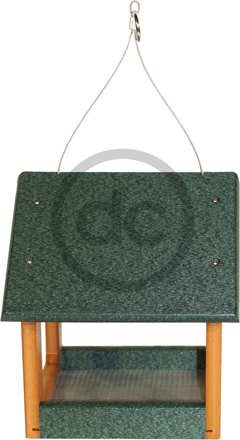 dutchcrafters mini modern fly-through hanging bird feeder with, side view