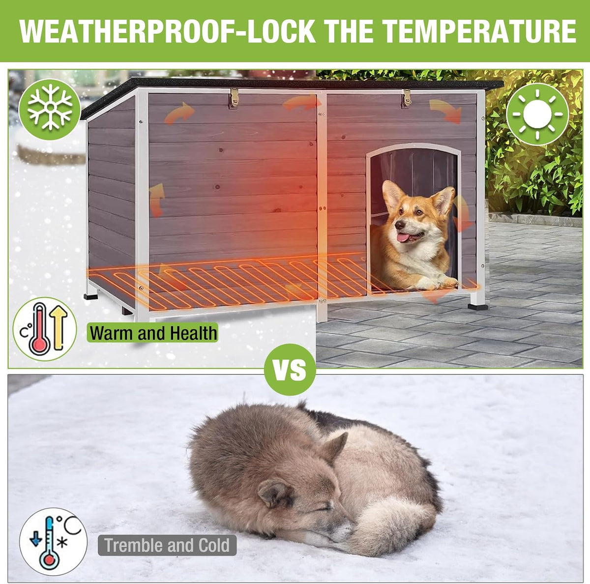 heated dog house outdoor 59.1" extra large 100% on a desk or shelf