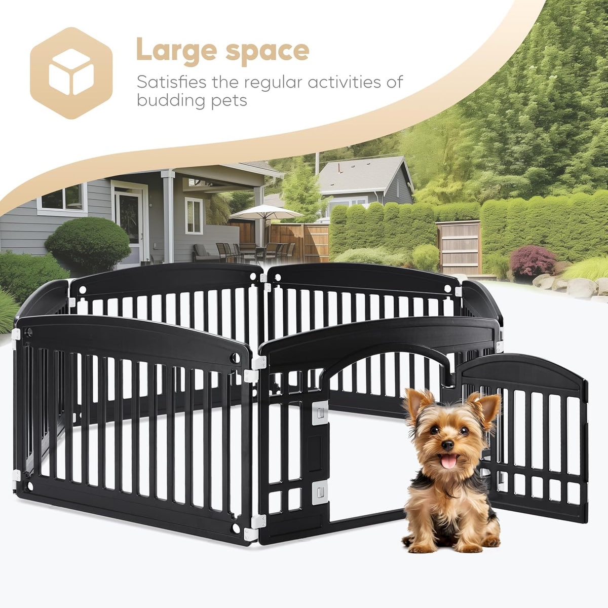 simple deluxe plastic dog playpen, 24" exercise 6-panel, close-up detail