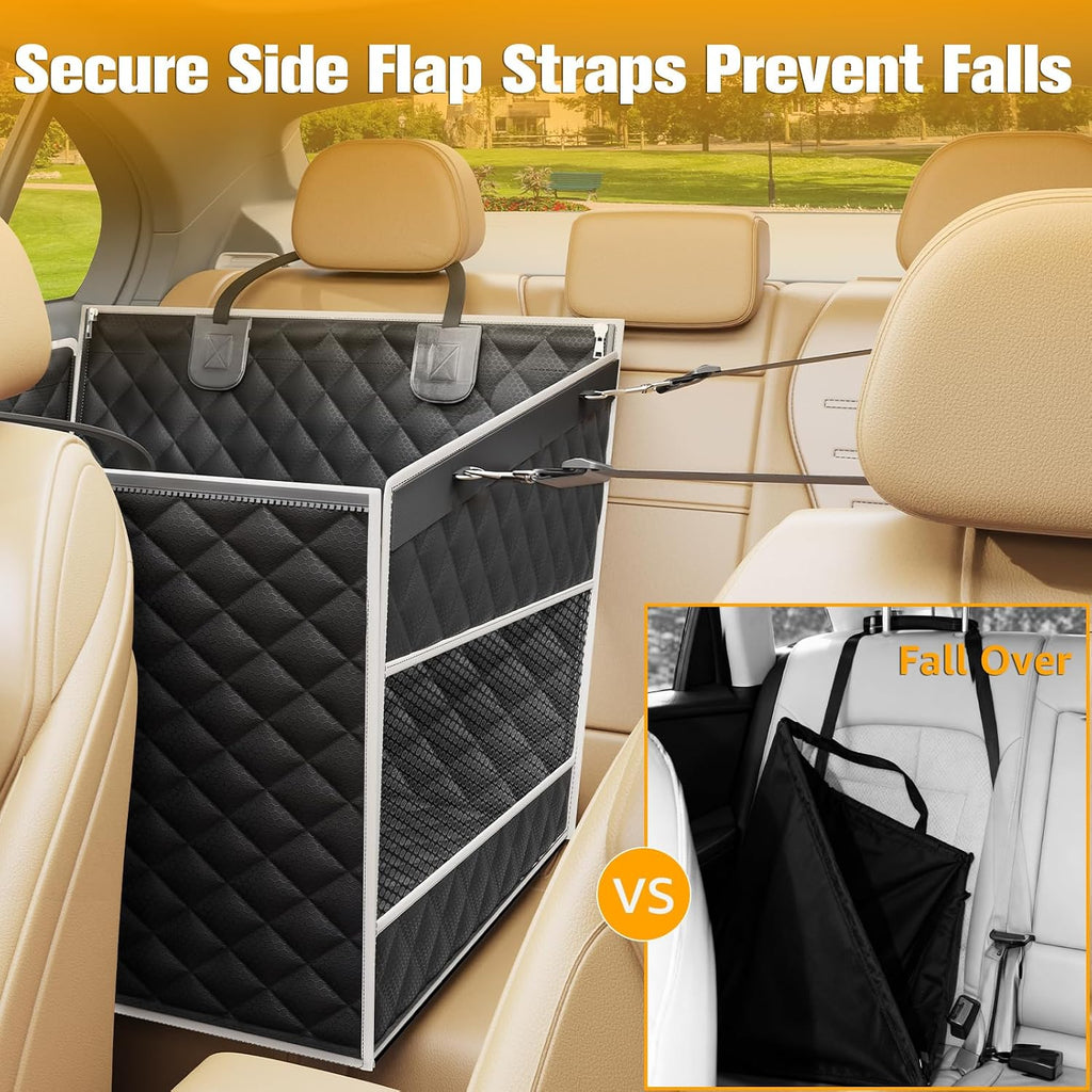 peticon large dog car seat, back seat extender showing dimensions