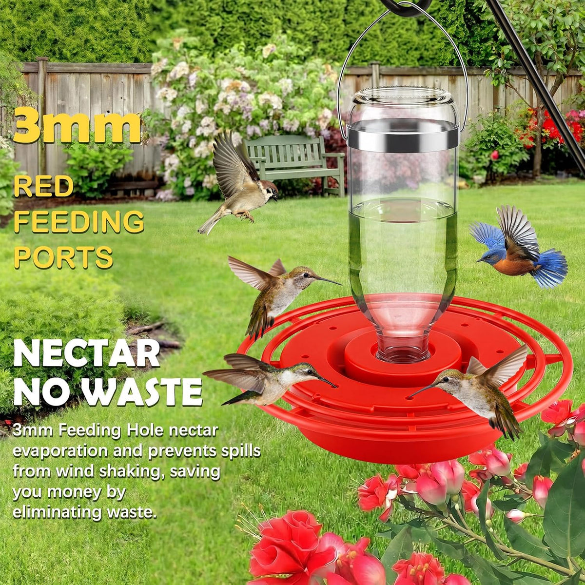 lemonroad 2 sets hummingbird feeder replacement bottom set, side view