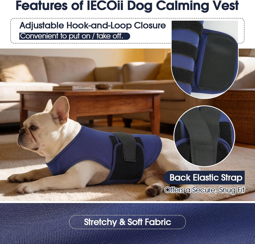iecoii dog anxiety vest stretch gentle pressure calming showing dimensions