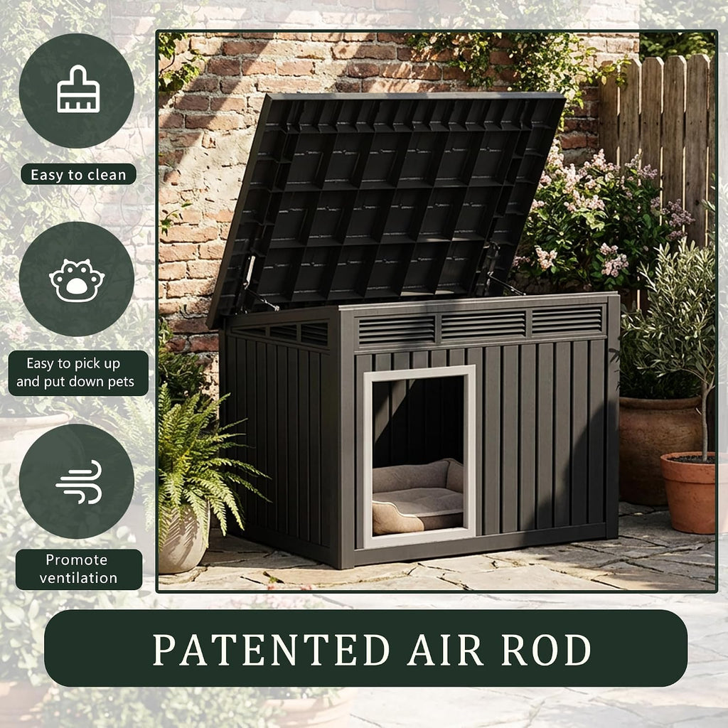 easyup outdoor dog house shelter, waterproof uv resistant shown in use