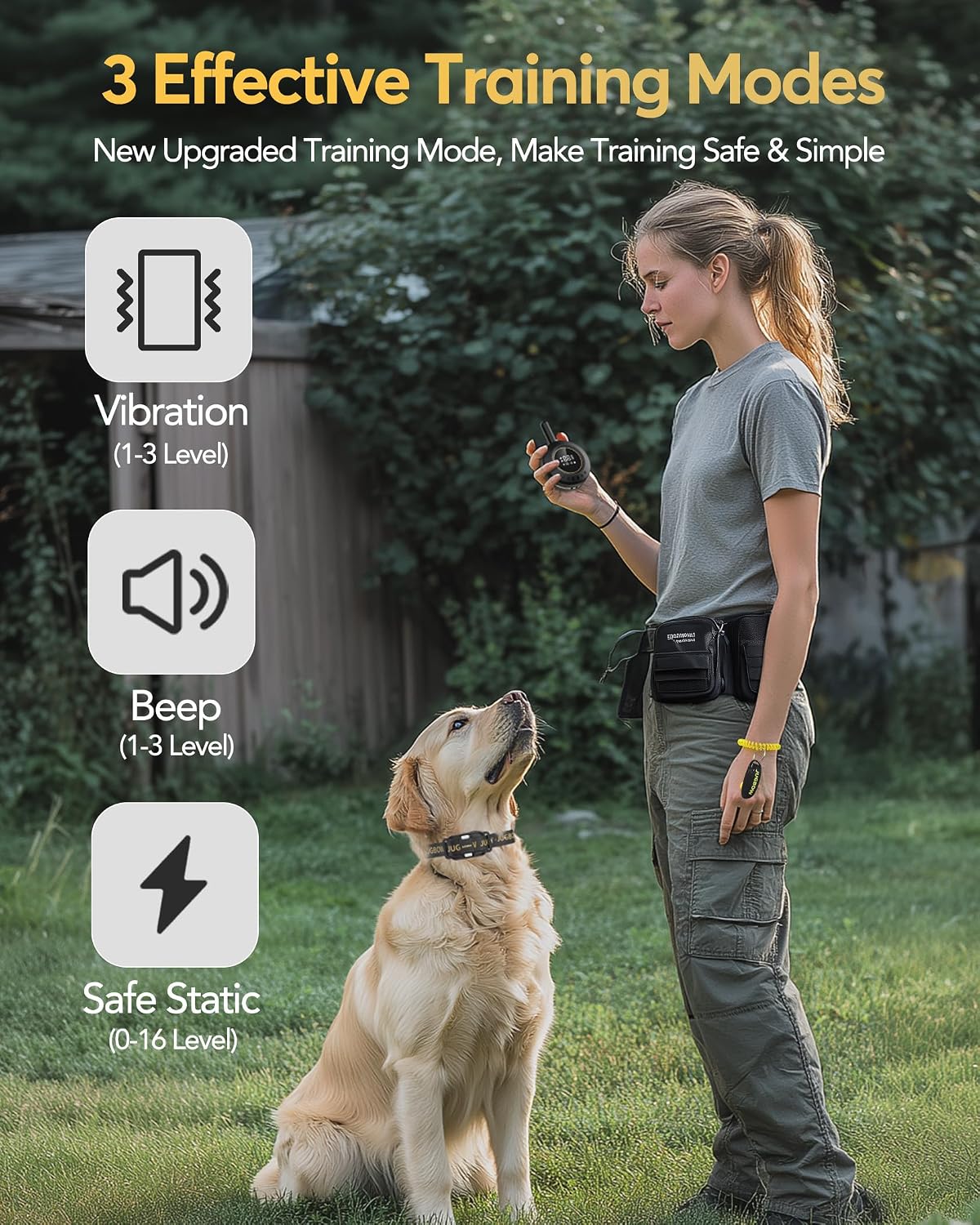 dog shock collar - 3/4 mile dog training shown in use