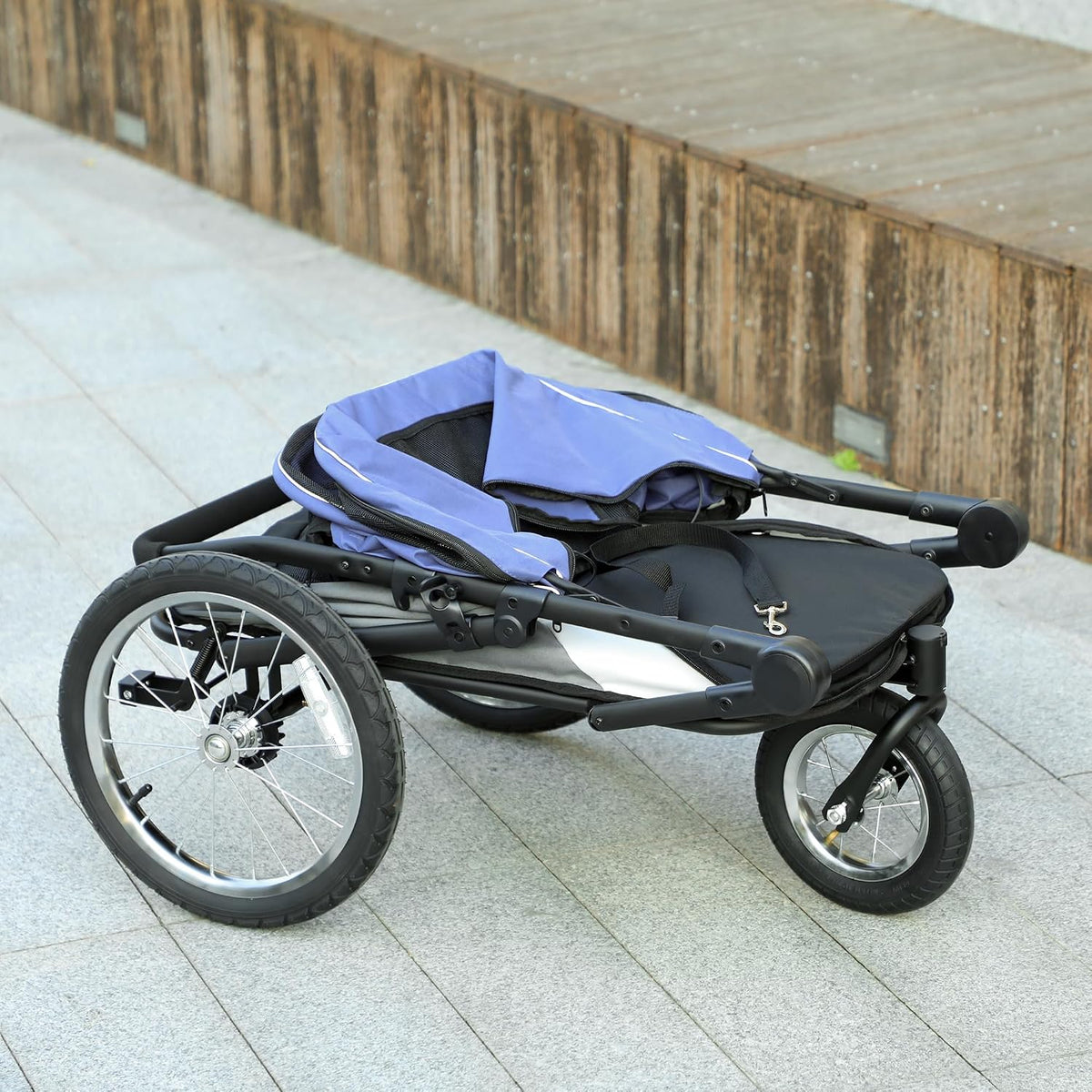 pawhut dog stroller easy one-hand fold for medium, front angle view