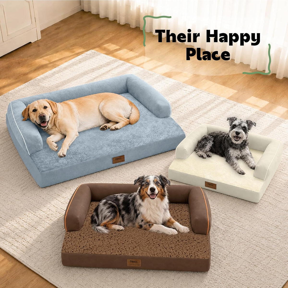 mekiy orthopedic washable dog bed with bolster for showing dimensions