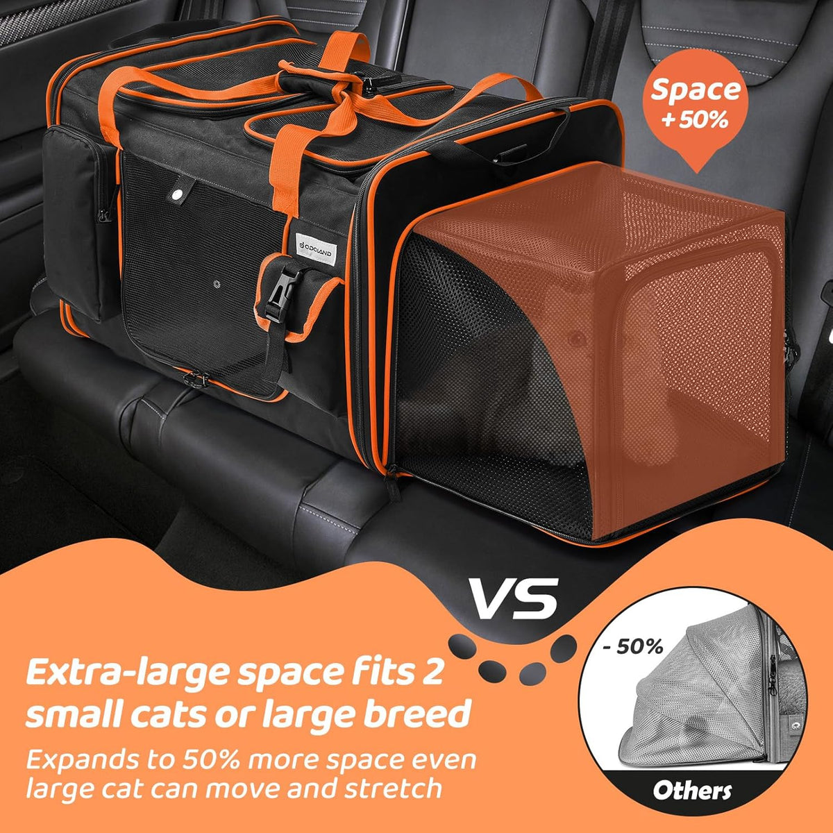 expandable extra large cat carrier for 2 cats shown in use