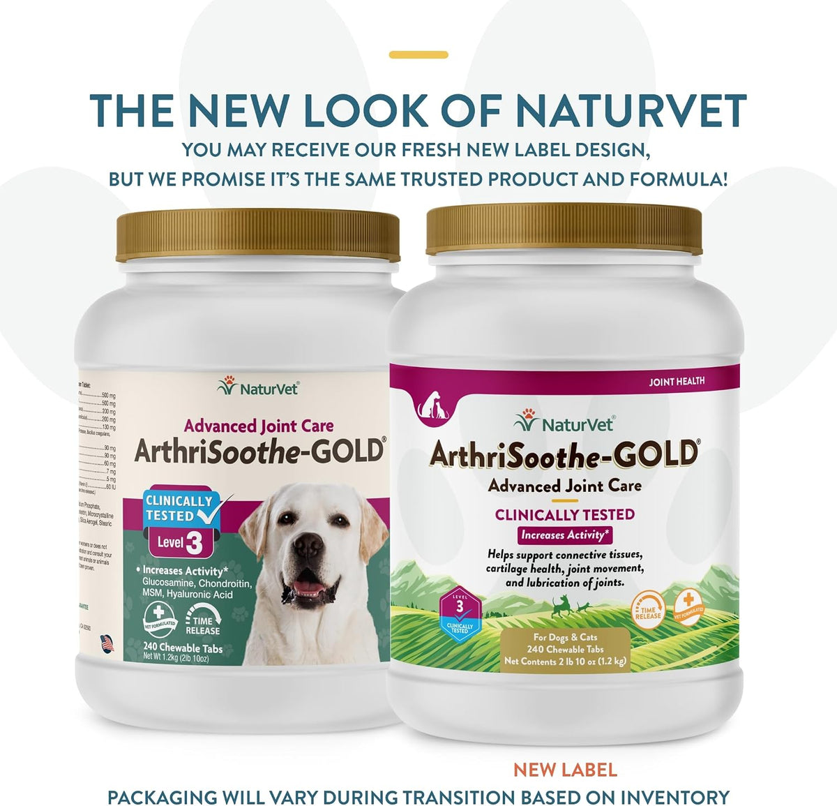 naturvet advanced joint care supplement, dogs & cats shown in use