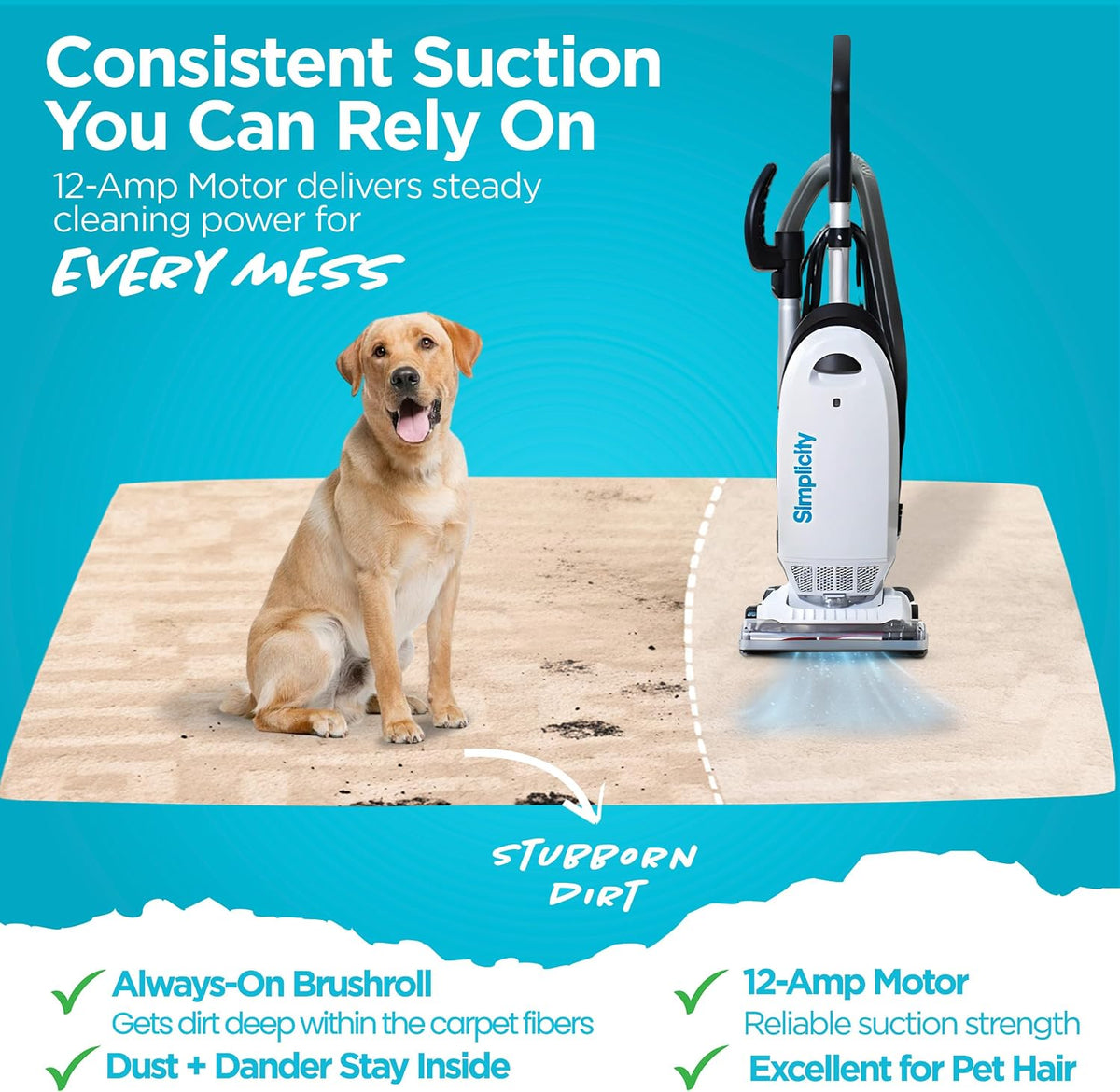 simplicity vacuums allergy upright bagged vacuum cleaner and, side view