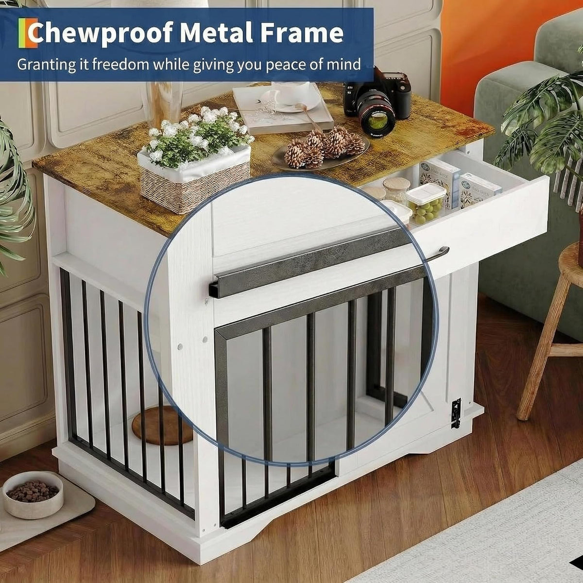 38" dog crate furniture, wooden dog furniture with, package contents