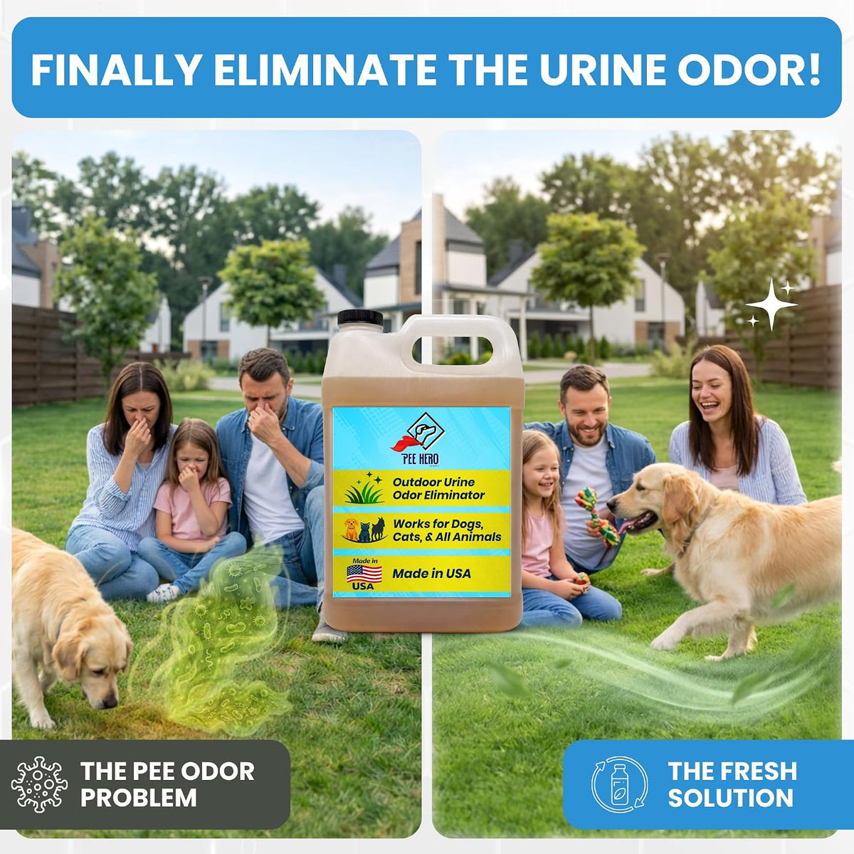 pee hero outdoor pet urine odor eliminator 1 shown in use