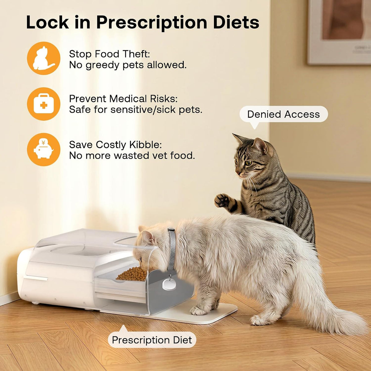 heapets rfid automatic cat feeder with collar sensor, close-up detail