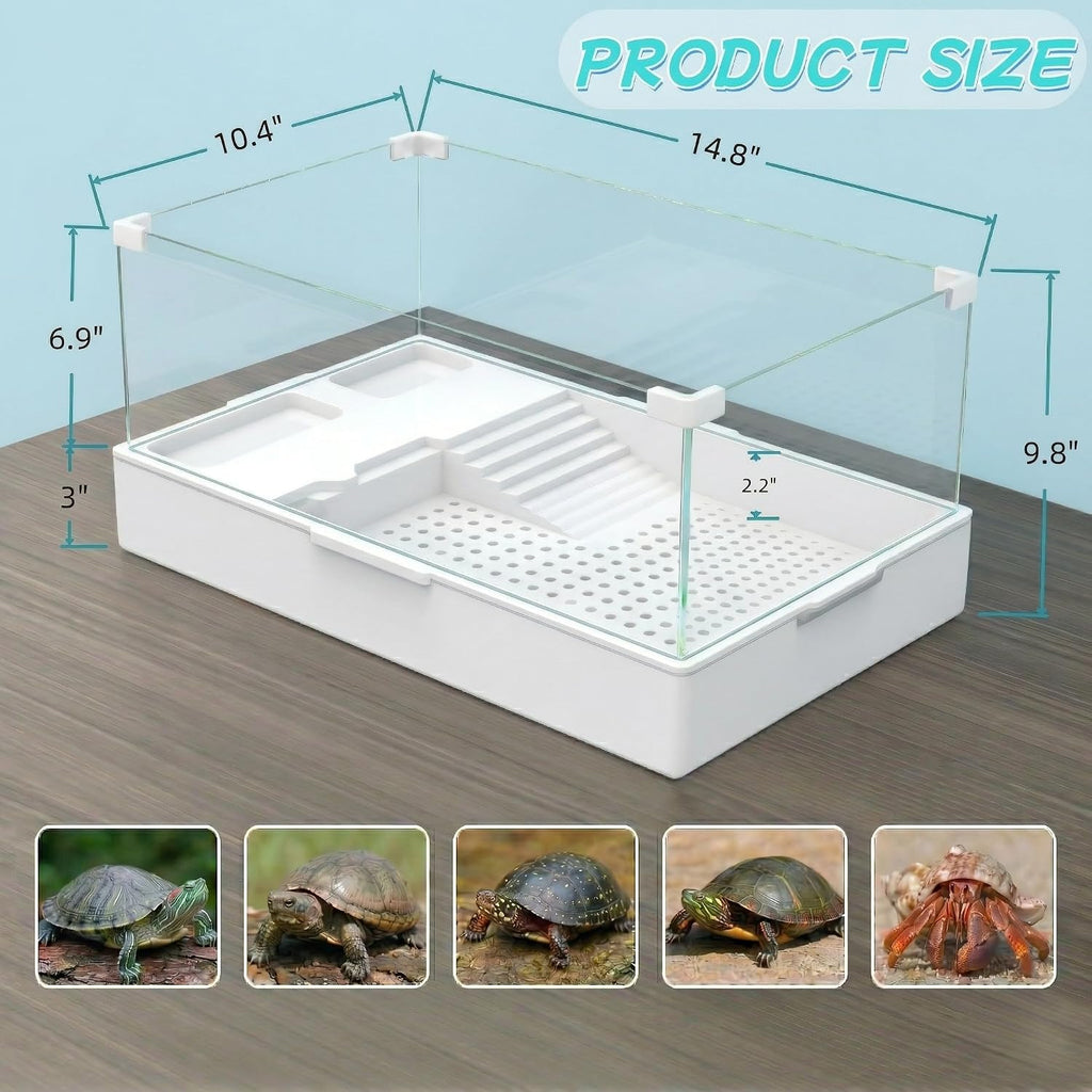 turtle tank kit with light and water pump shown in use