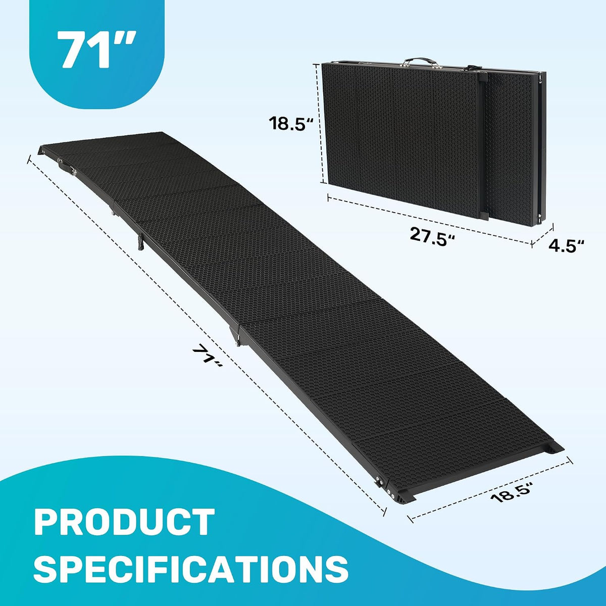 heeyoo 71" extra long dog ramp for car, close-up detail