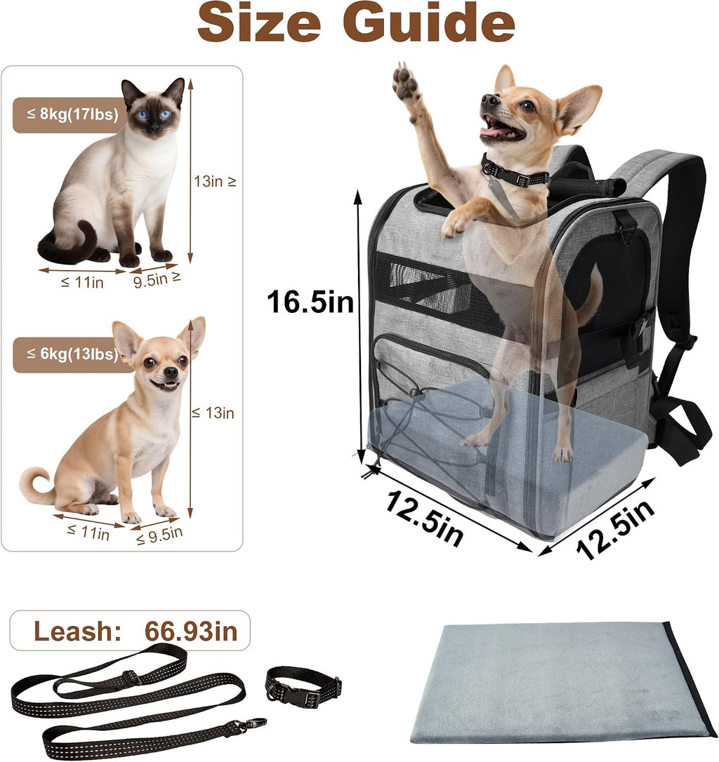 pet carrier backpack for small dogs & cats, side view