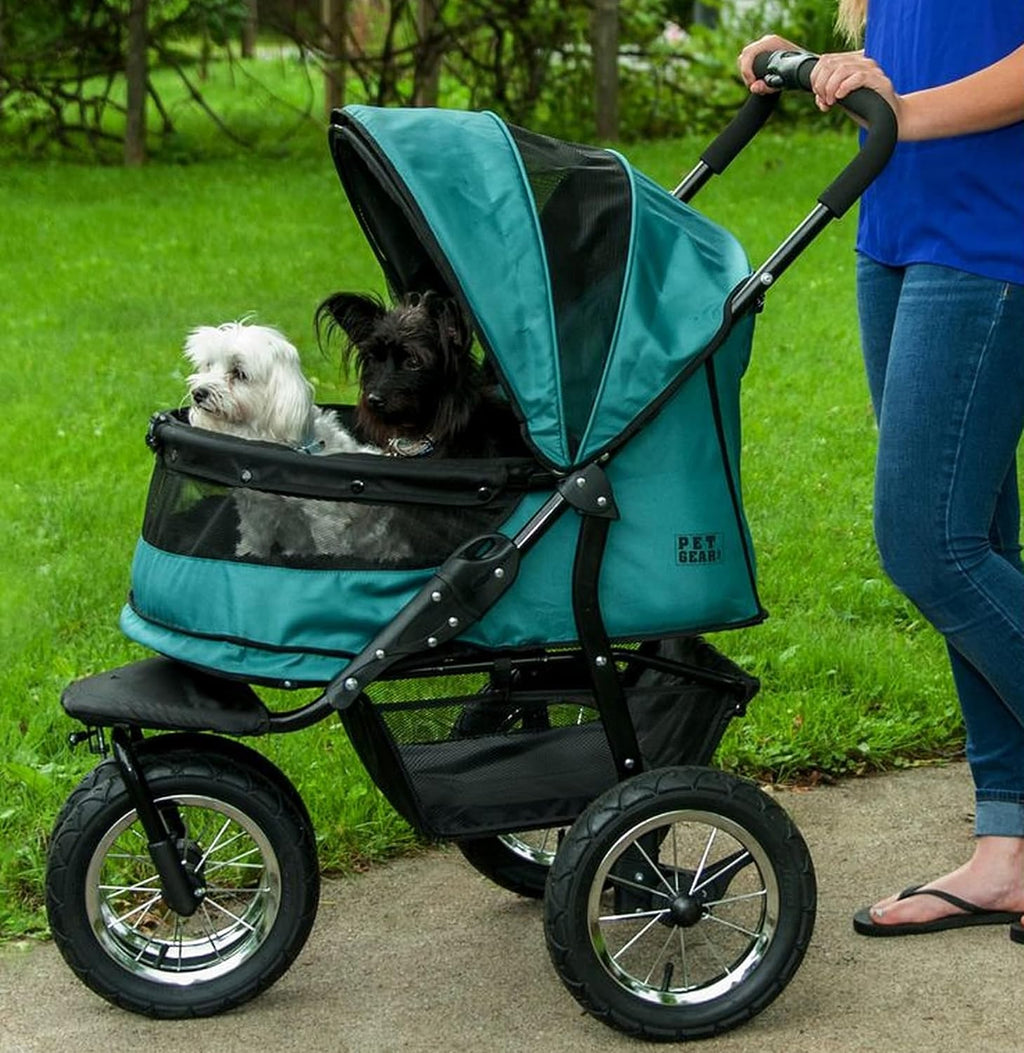 pet gear no-zip double pet stroller, jade, main product view