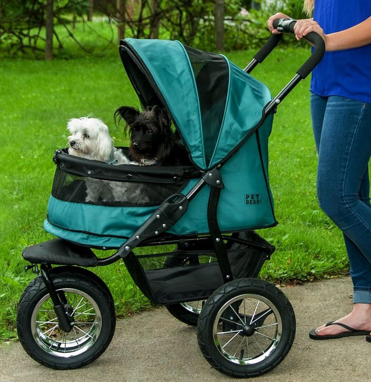 pet gear no-zip double pet stroller, jade, main product view