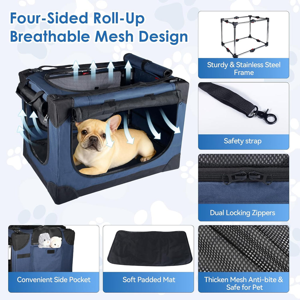 24 inch collapsible soft dog crate for small, close-up detail
