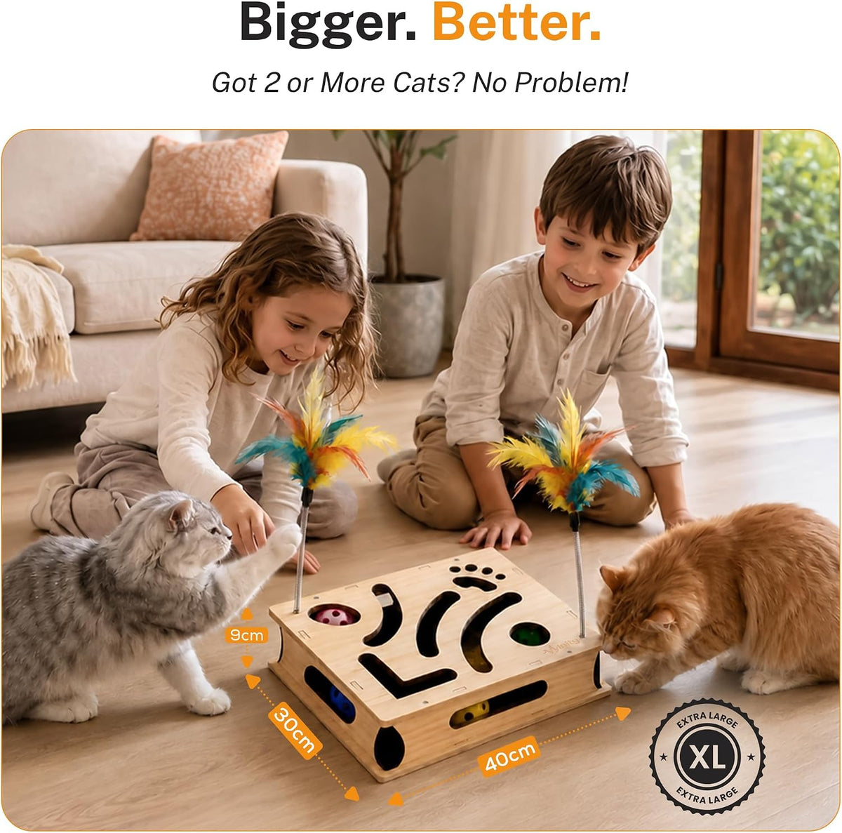cat nail file scratcher box – xl wooden showing dimensions
