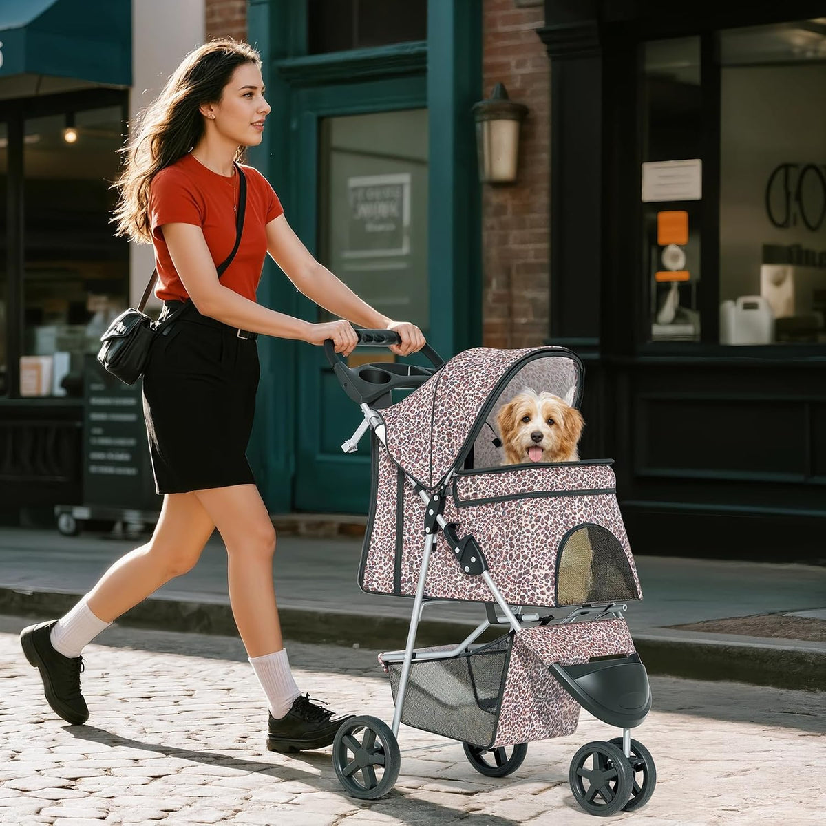 foldable 3-wheel pet stroller for dogs & cats, view 12