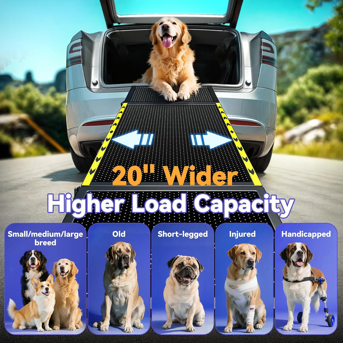 pawaboo dog ramp for car, 67″ l × shown in use