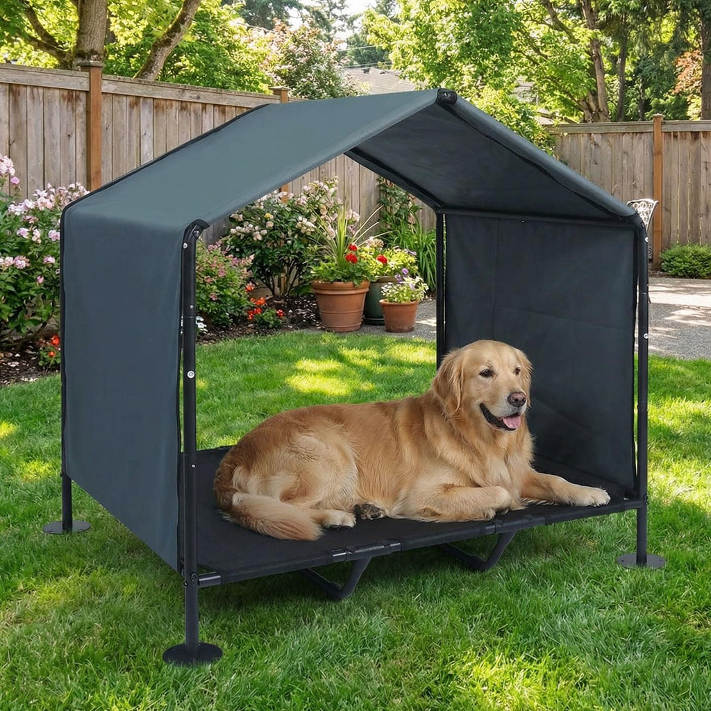 large dog shade with elevated dog bed, waterproof, view 9