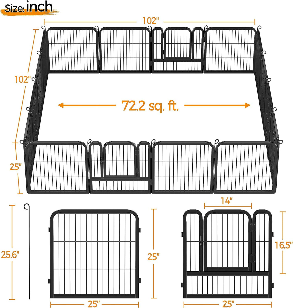 topeakmart dog playpen indoor 24 inch 16 panels, close-up detail
