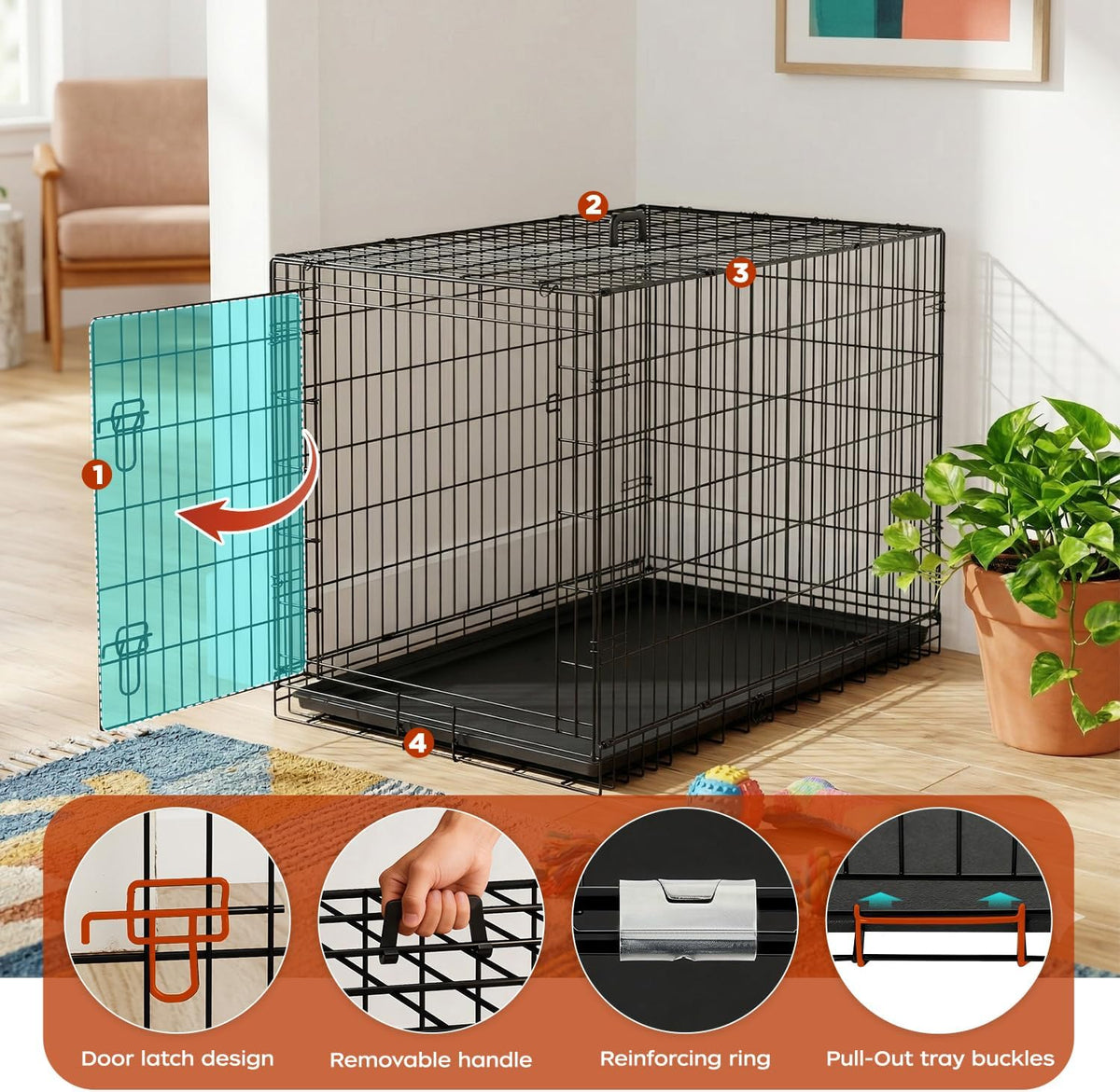 bestpet | dog crate | 48" | black showing dimensions