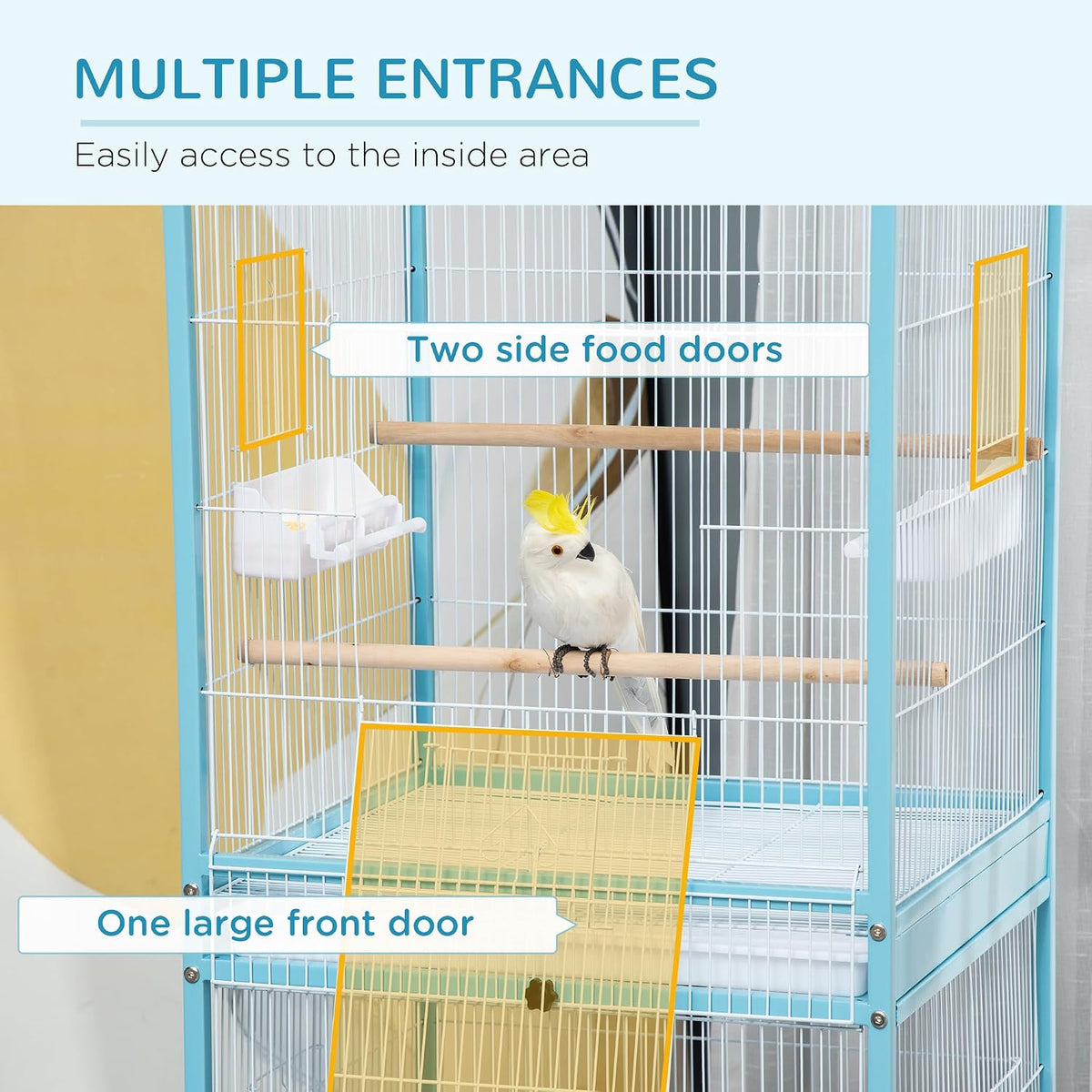 pawhut large bird cage 1.7 ft. width for, side view