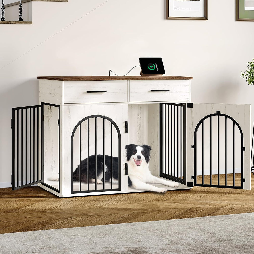 hzuaneri 39.4 in dog crate furniture with storage, main product view