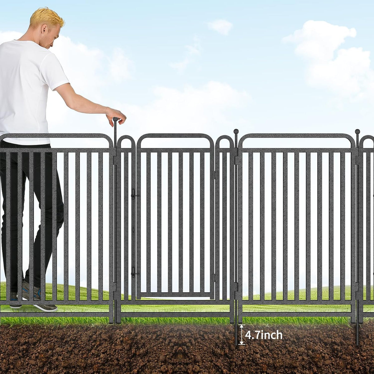 thickened dog playpen foldable metal yard fence32/43inch compact, side view
