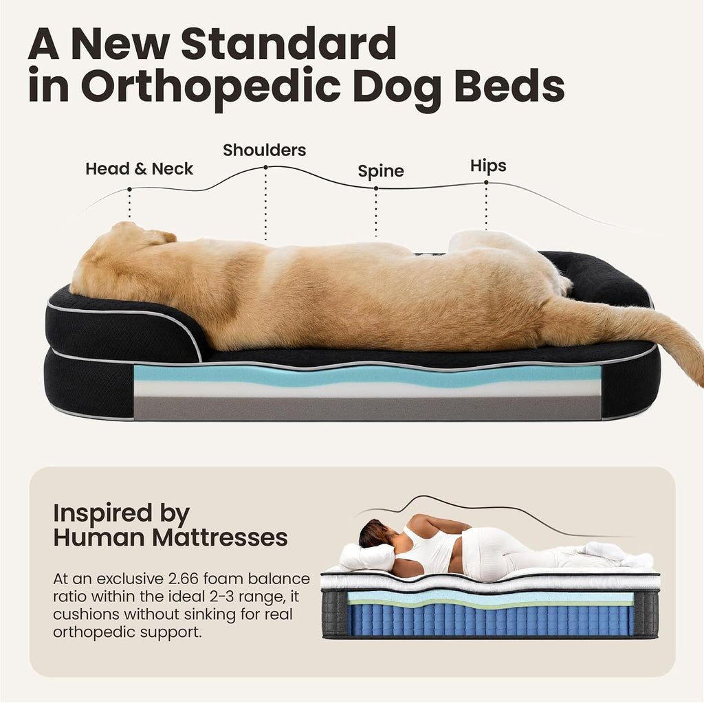 le sure realortho™ xl 3-layer orthopedic dog beds, side view