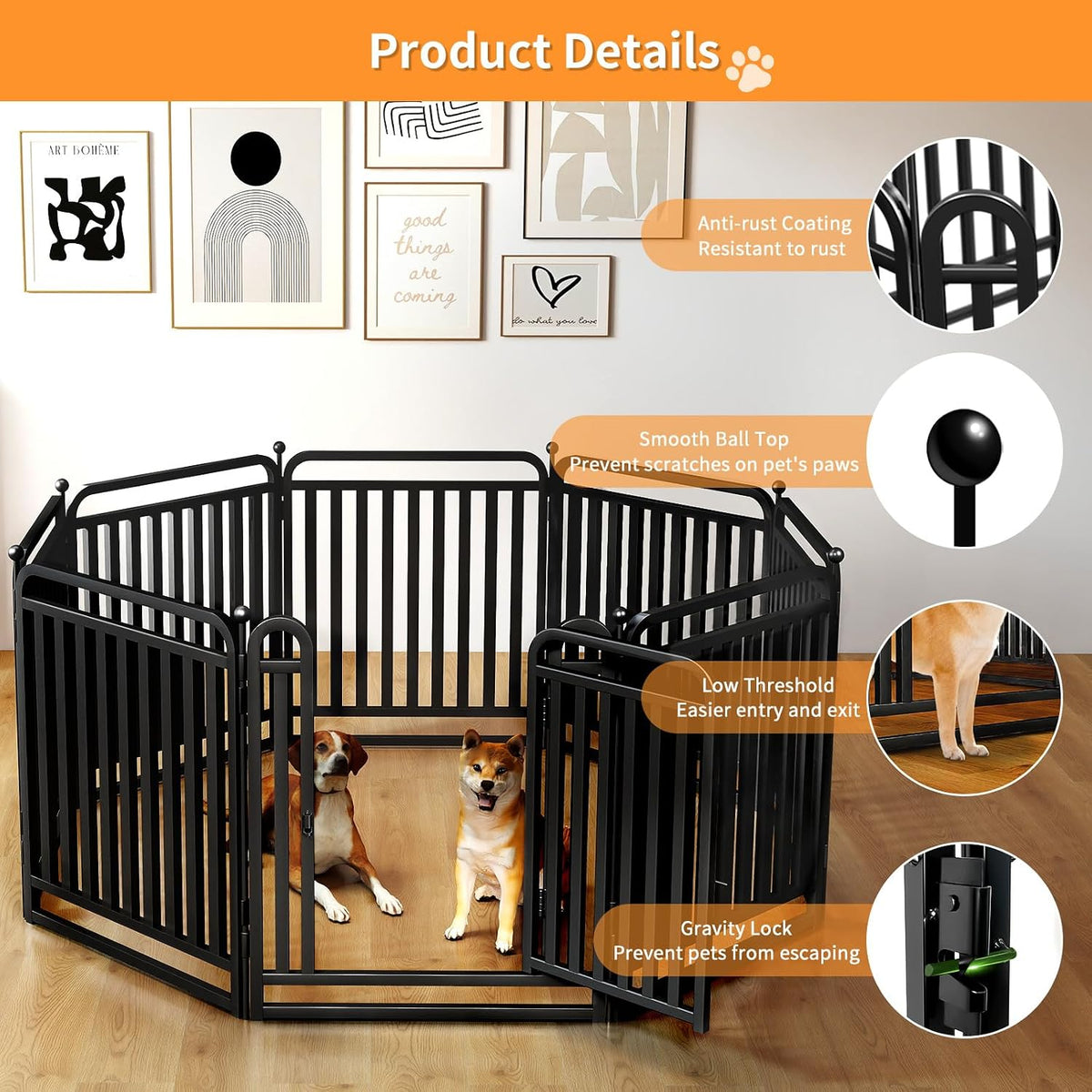puppy playpen dog playpens fence outdoor thickened metal, close-up detail