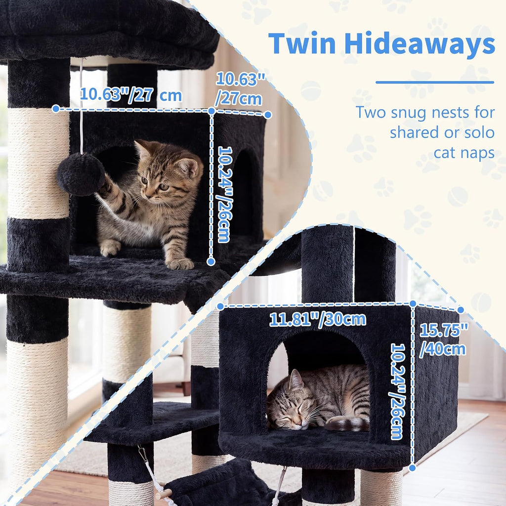 heybly cat tree, 71-inch-tall tower for indoor cats, close-up detail