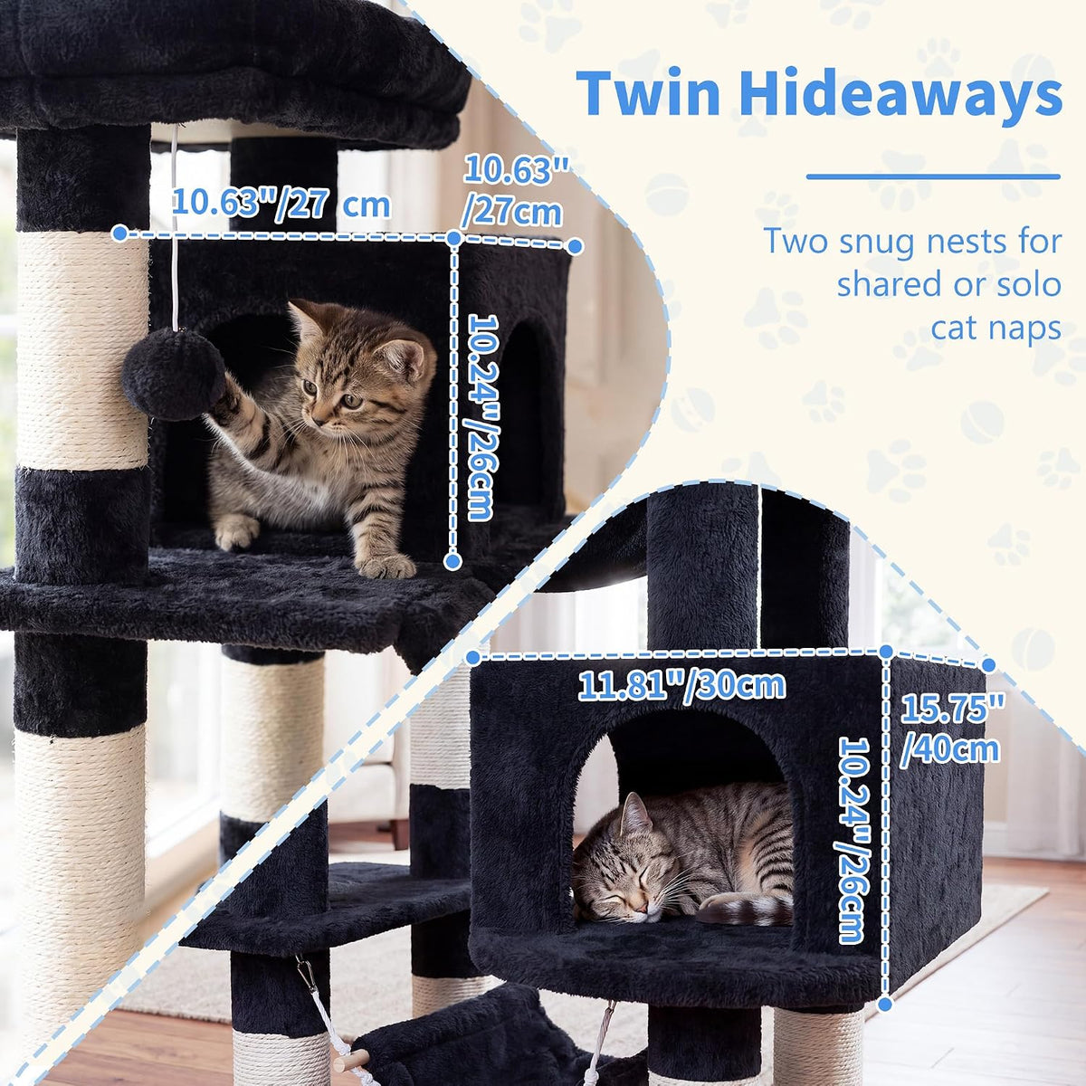 heybly cat tree, 71-inch-tall tower for indoor cats, close-up detail