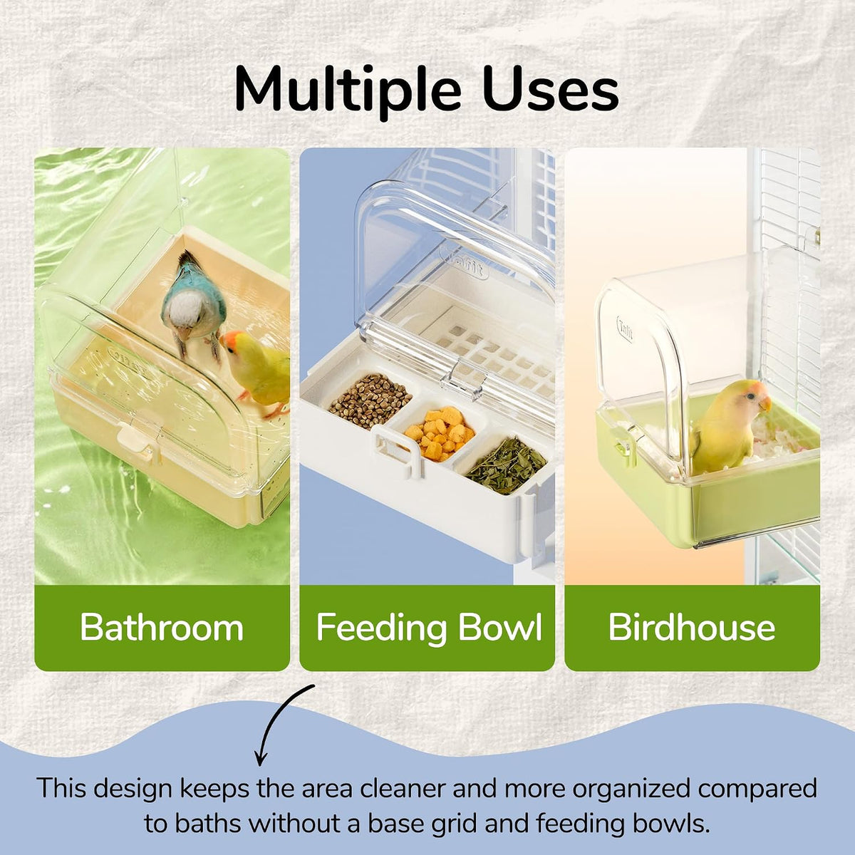hanging 3‑in‑1 multifunction bird bath bowl house for shown in use