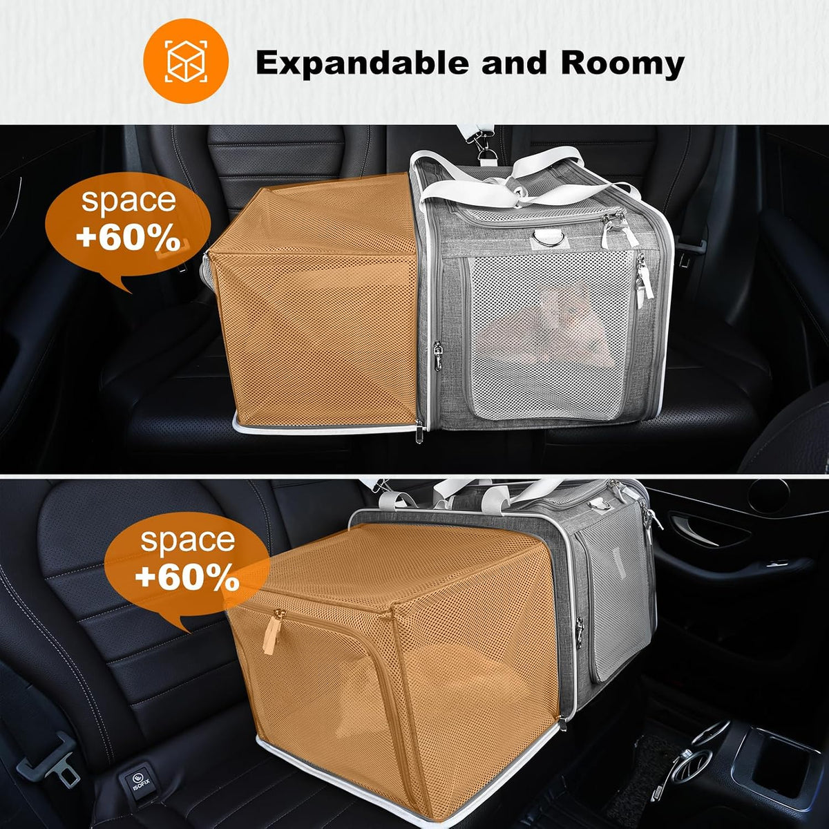 pidipiti 20x14x14 expandable large cat car travel carrier, close-up detail