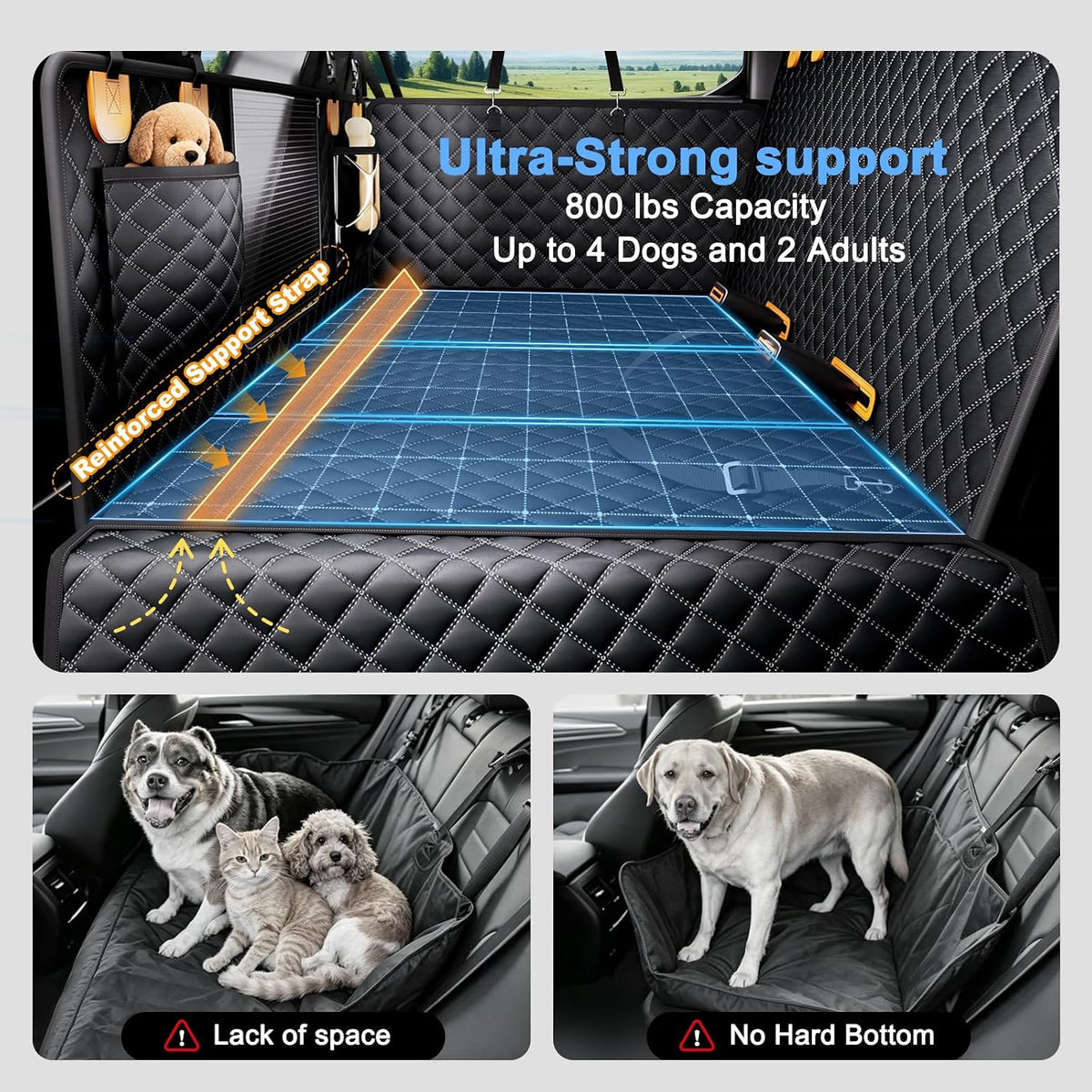 dog car seat cover for back seat, xl shown in use