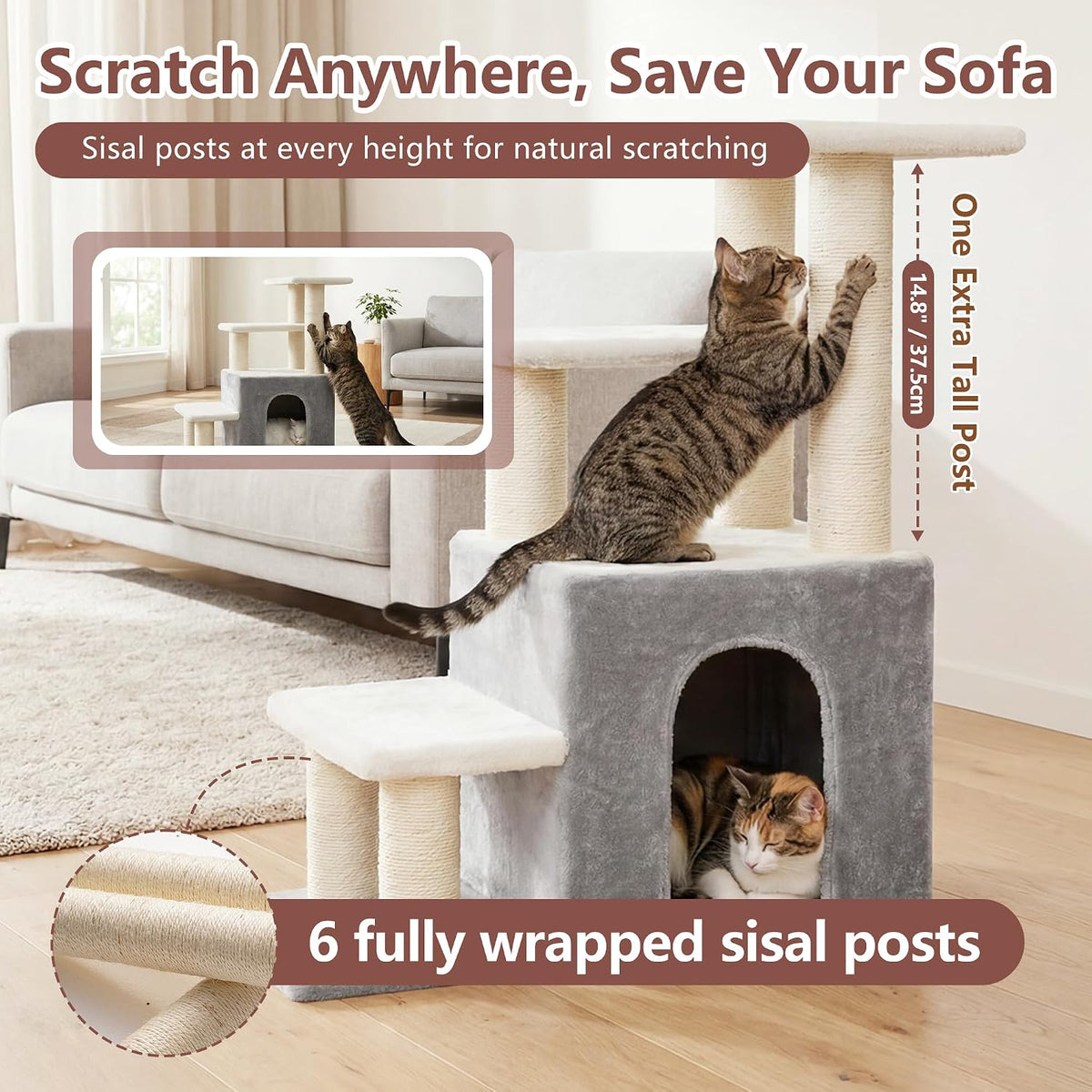 heybly cat scratching post, pet steps for indoor, package contents