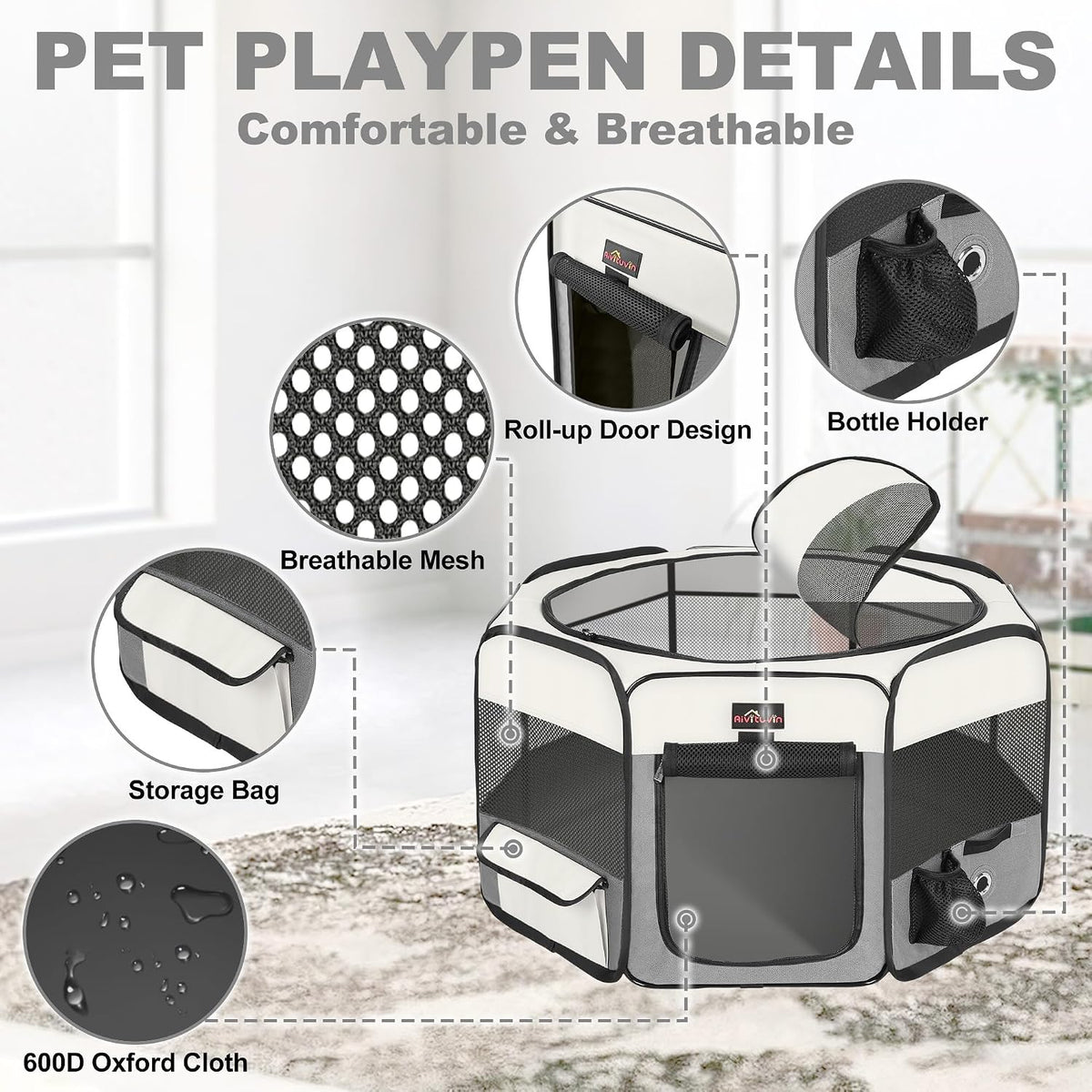 aivituvin dog playpen foldable pet play pens with shown in use
