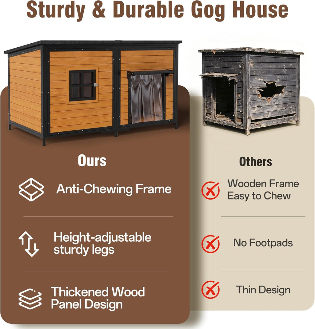59" insulated extra large dog house, brown, package contents