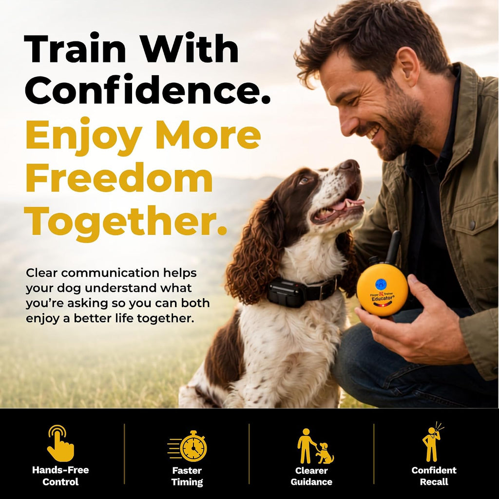 educator ft-330 finger trainer e collar for dog shown in use