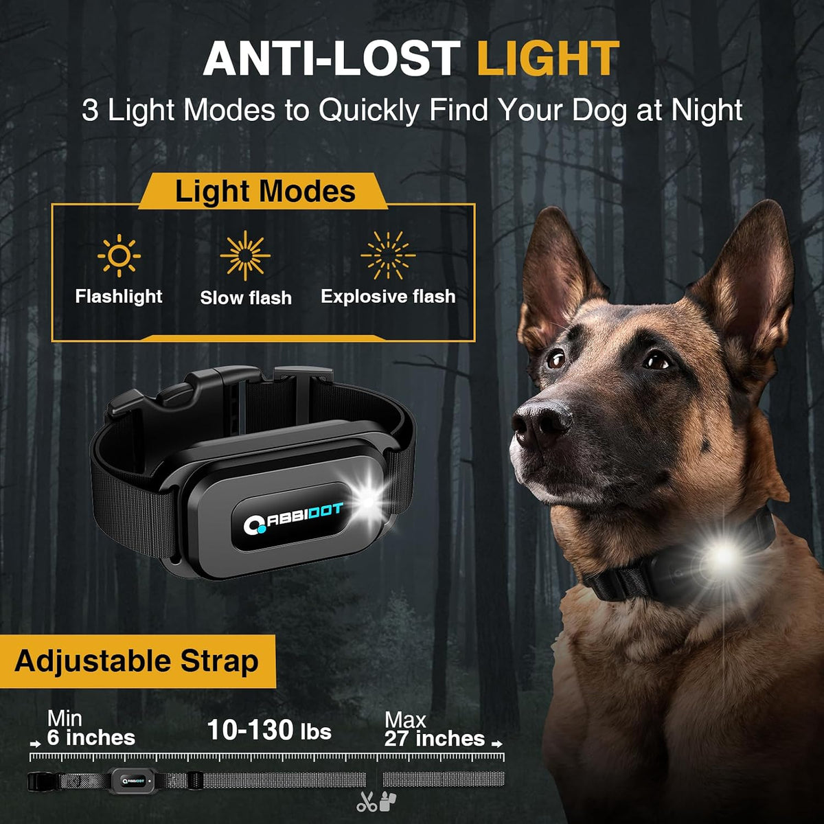 abbidot shock collar for dog (5-120 lbs)-4500 ft showing dimensions