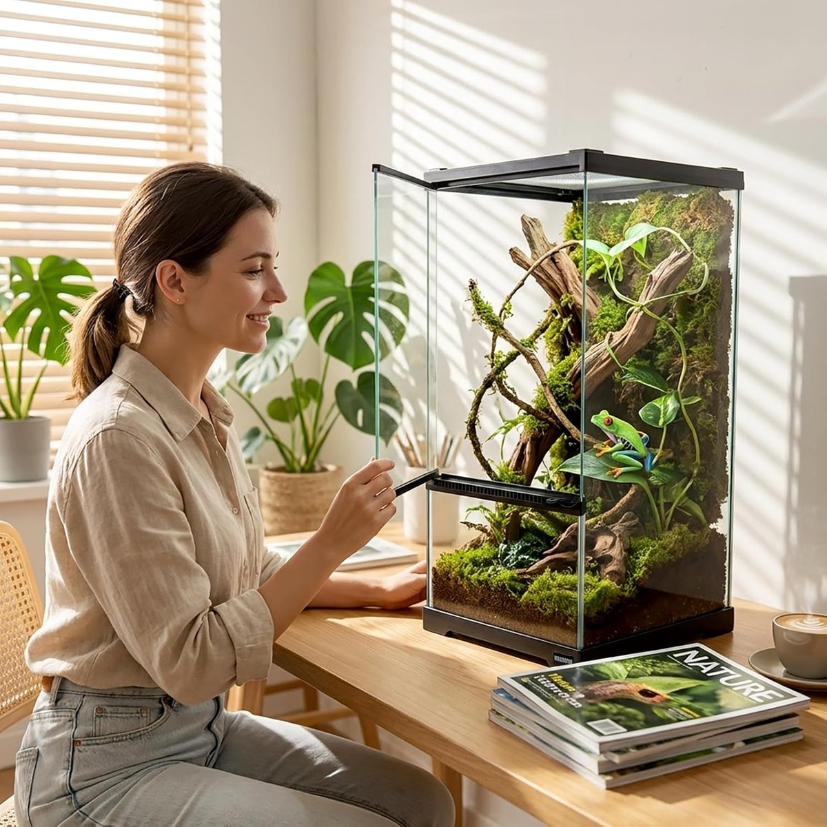 tall reptile glass tank 8"x8"x18" pre-assembled vertical small, package contents