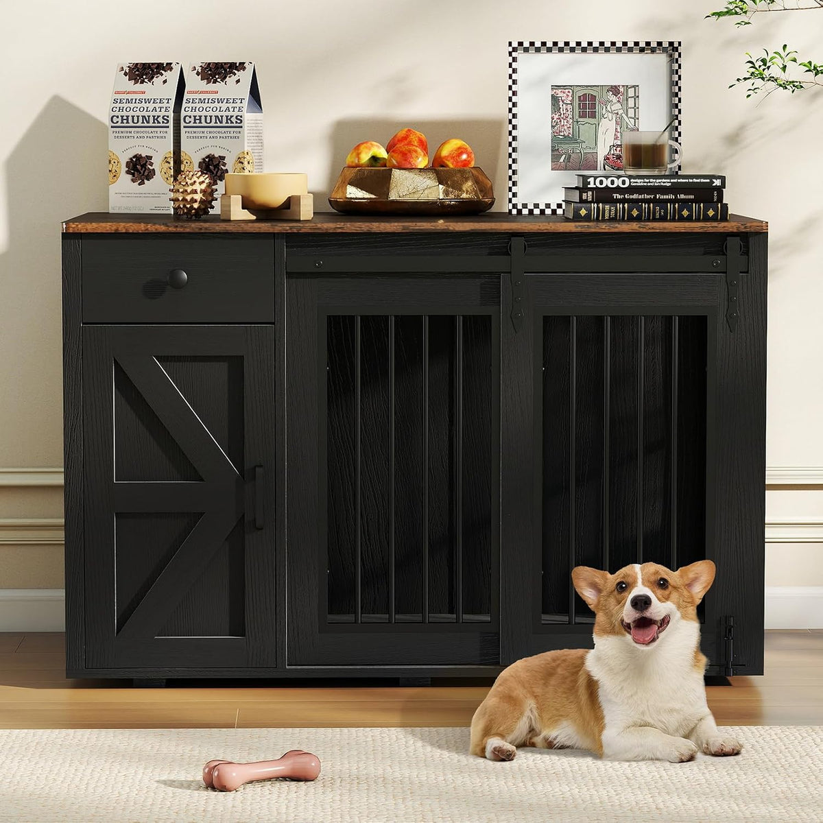 verano garden 44" dog crate furniture, dog kennel, package contents