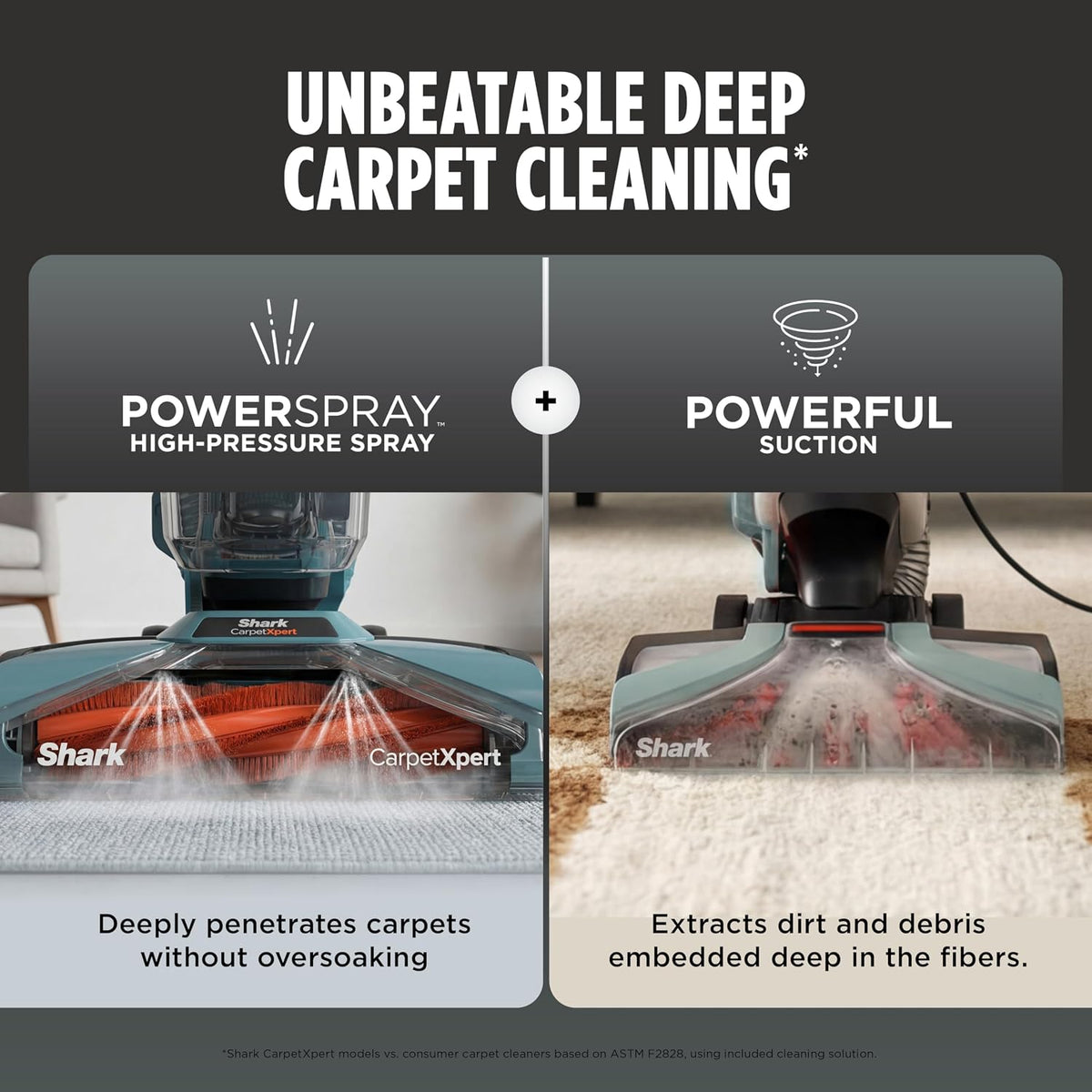 shark carpetxpert upright carpet & built-in stain cleaner, side view