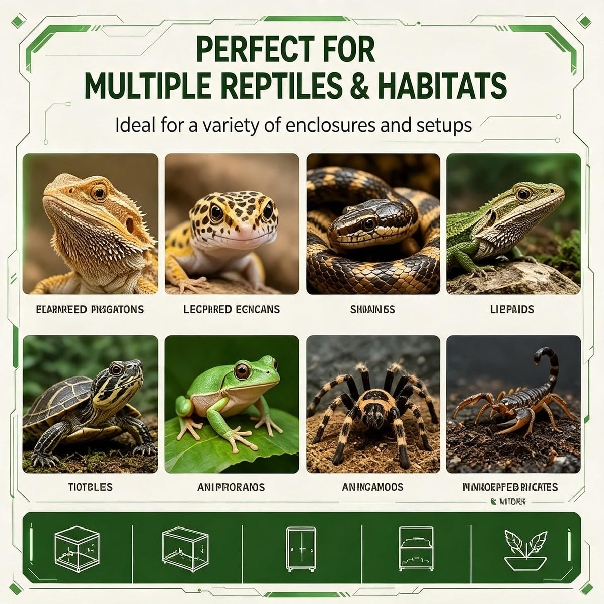 reptile odor eliminator, photocatalytic terrarium deodorizer, ozone-free showing dimensions