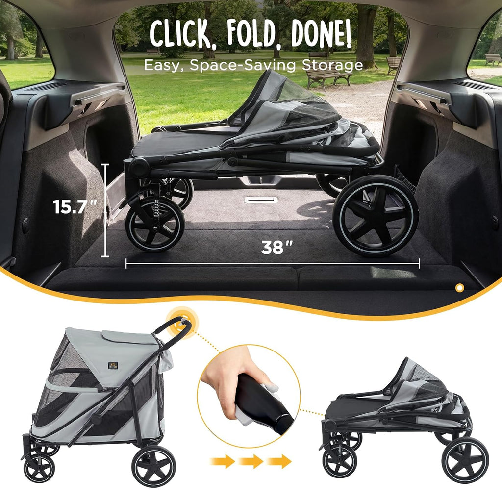 canine canyon all-terrain pet stroller for large & showing dimensions